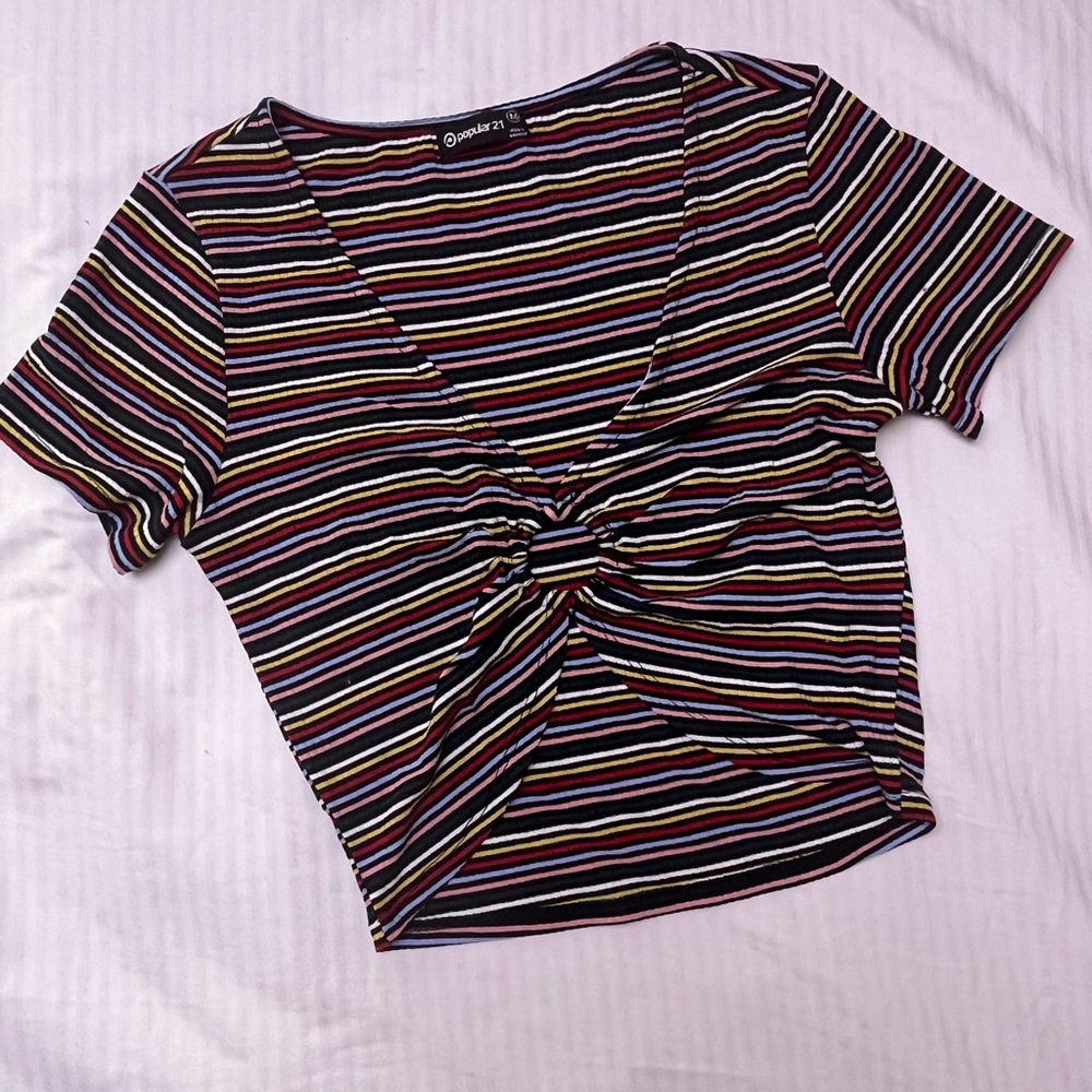 Multi colored stripped crop top